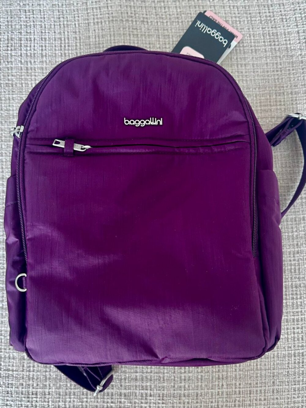 Baggallini Securtex Anti-Theft Getaway Backpack Travel Safe Bag w/Locking Zip